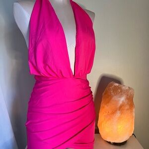Hot Pink Halter Mini Dress